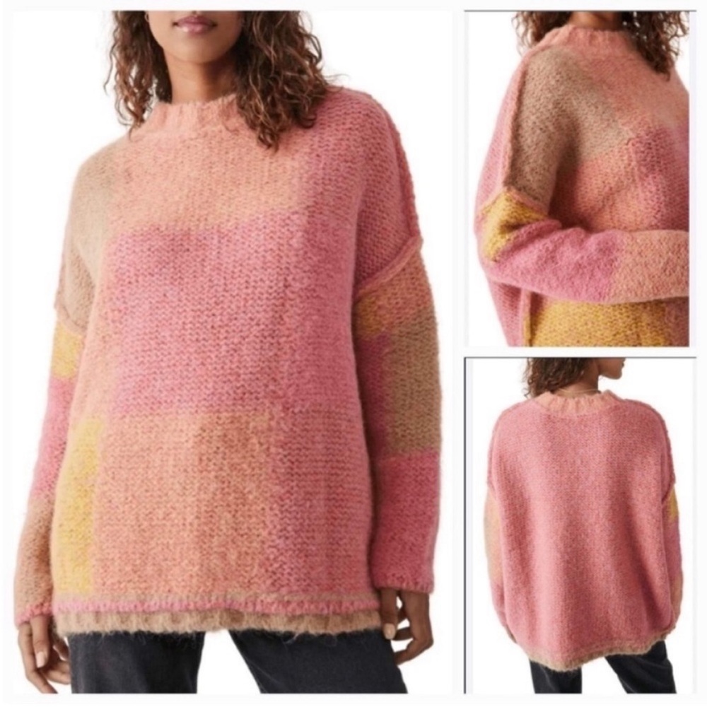 NWT Free People Domino Sweater in Prairie Sunset Combo